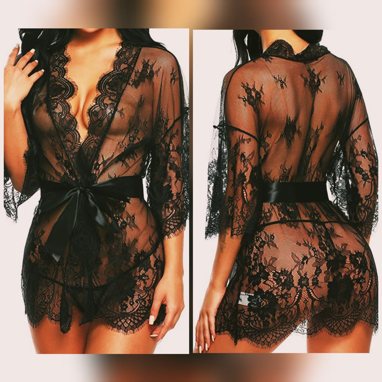 Short Lace Kimono (red, black, navy)
